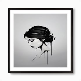 Girl With Dripping Hair Art Print