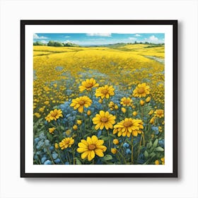 Field Of Sunflowers 2 Art Print