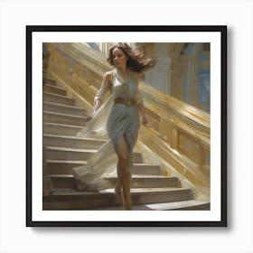 Woman On The Stairs Art Print