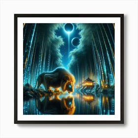 Lion In The Forest 2 Art Print