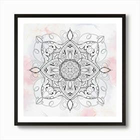 Mandala Motif on Watercolor Background Art Print