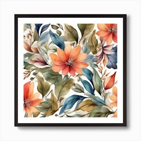 Watercolor Floral Pattern 3 Art Print