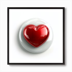 Heart Button Isolated On White 3 Art Print