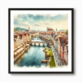 Watercolor Of A City Art Print