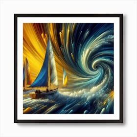 Sailboats In The Ocean 1 Art Print