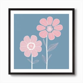 A White And Pink Flower In Minimalist Style Square Composition 553 Art Print