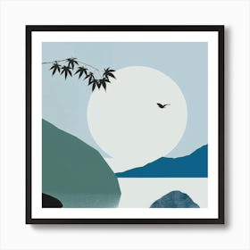 Moonlight Over The Lake Canvas Print Poster