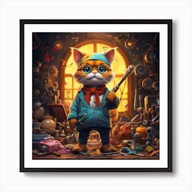 Cat In The Shop Art Print