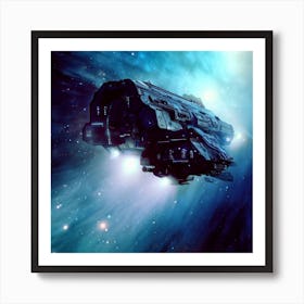 Spaceship In Space Art Print