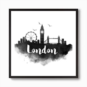 Watercolor London Skyline Art Print