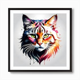 Colorful Cat Head Art Print