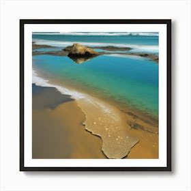 Translucent Blue Sea and White Surf on Golden Beach Art Print