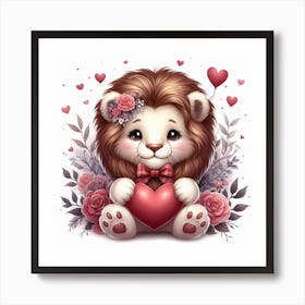 Valentine's Day, Lion Art Print