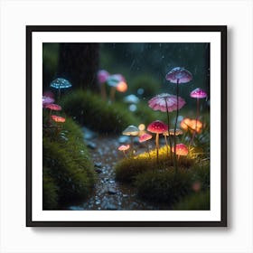 Mushrooms In The Rain Art Print