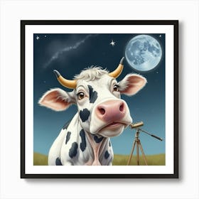 Cow With Telescope 3 Art Print