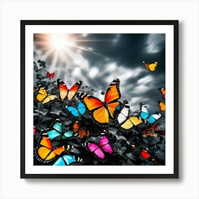 Colorful Butterflies In The Sky 8 Art Print