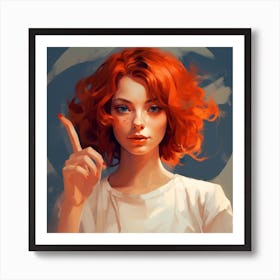 Professorhead A Stunning Red Head Girl Short Woolen Curly Hair 2 Art Print