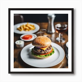 Burger On A Plate 6 Art Print