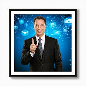 Businessman Technology Multimedia Mail Communication Interaction Community Finger Computer (4) Art Print