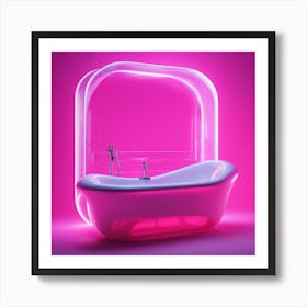 Furniture Design, Tall Bathtub, Inflatable, Fluorescent Viva Magenta Inside, Transparent, Concept Pr Art Print