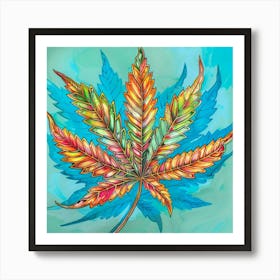 Colorful Marijuana Leaf Art Print