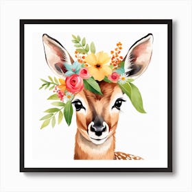 Floral Baby Antelope Nursery Illustration (6) Art Print