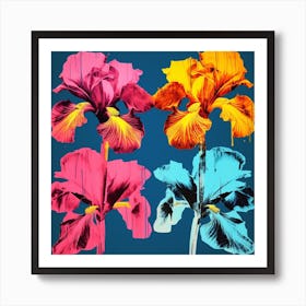 Andy Warhol Style Pop Art Flowers Iris 1 Square Art Print