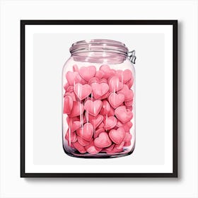 Pink Hearts In A Jar 1 Art Print