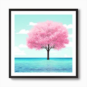 Pink Tree In The Water Art Print