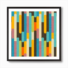 Retro Color Block Blue  Art Print