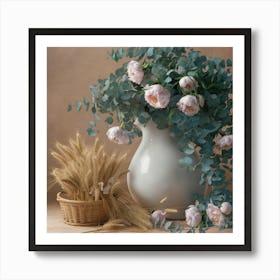 Peonies In A Vase Art Print