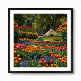 Tulips In The Garden 40 Art Print