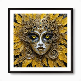 Golden Sun Mask Art Print