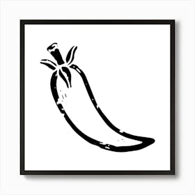 Chili pepper. Ink texture doodle. Black and white illustration, Bauhaus Art Print