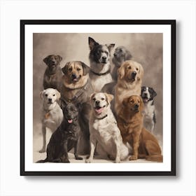 Group Of Dogs Art Print