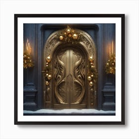 Christmas Decoration On Home Door Sf Intricate Artwork Masterpiece Ominous Matte Painting Movie (3) Art Print