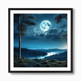 Full Blue Moon  Art Print