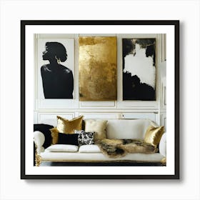 Gold And Black Living Room Art Print
