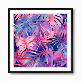 Tropical Leaves Seamless Pattern 20 Art Print