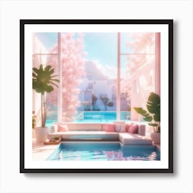 Pink Living Room Art Print