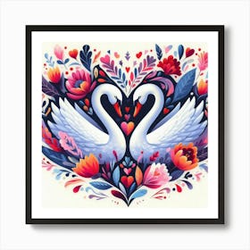 Pair of swan with love 5 Art Print