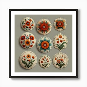 Set Of Flower Buttons Affiche