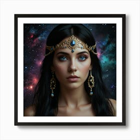 Beautiful Woman In Space Art Print