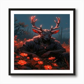 Default Graphic Novel Style Handsome Demon Deer Antlers Relaxi 0 Art Print