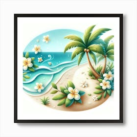 Tropical Beach Scene Art Print