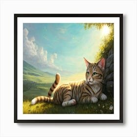 Cat In The Grass Art Print