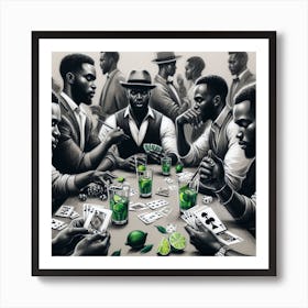 'Black Men Playing Poker' Art Print