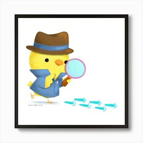 Little Chick Detective Investigator Art Print