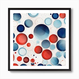 Red Blue White Circles Art 3 Art Print