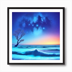 Lone Tree In The Ocean 6 Art Print